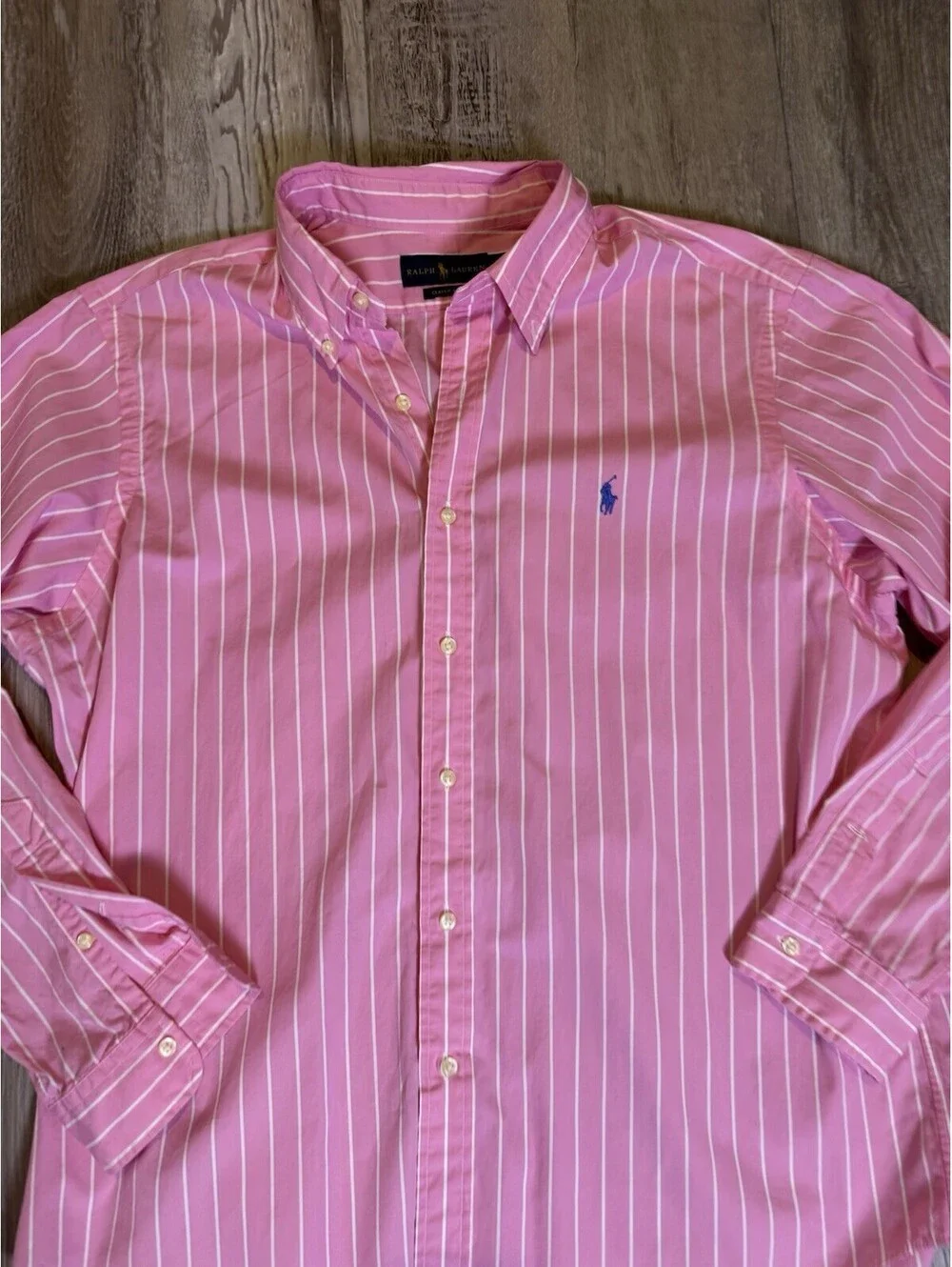 Polo Ralph Lauren Men XL Classic Fit Striped Button Down Shirt Pink White Cotton